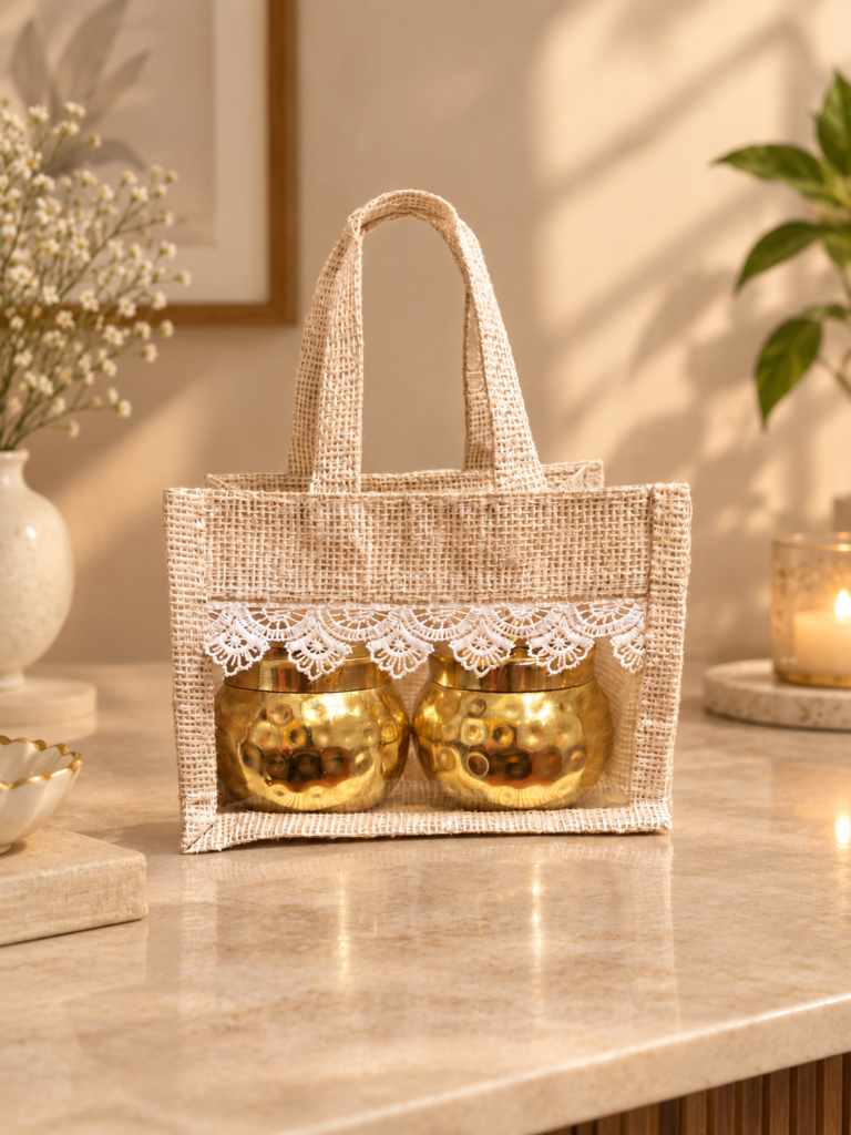 Electroplated jars with Jute bag