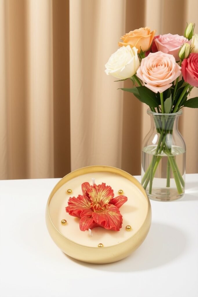 Hibiscus in a round urli