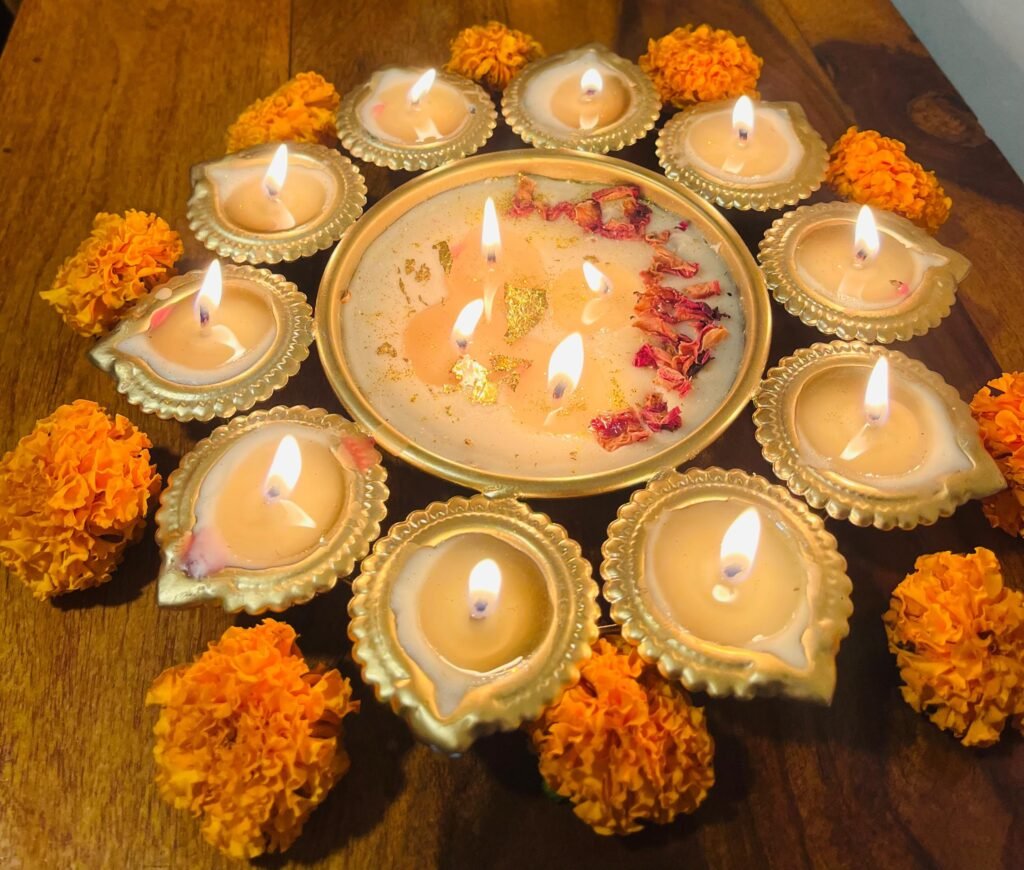 Round Urli with 10 diya