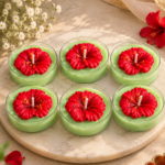 Jumbo tea lights with hibiscus flower