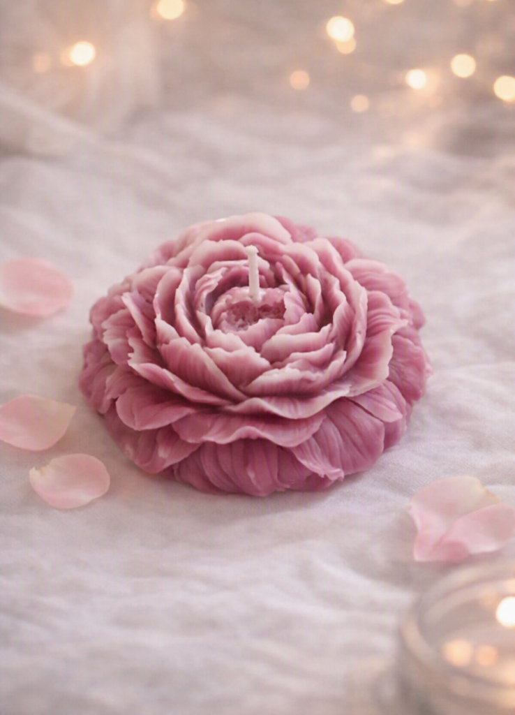 Peony Flower Candle with Box packaging