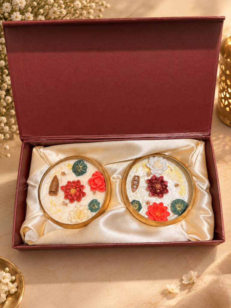 Round urli set in premium packaging box