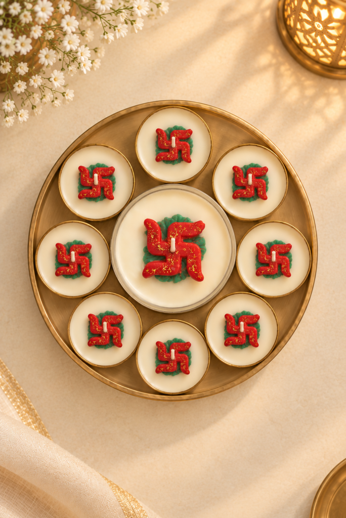 Jumbo Tea lights with Swastik
