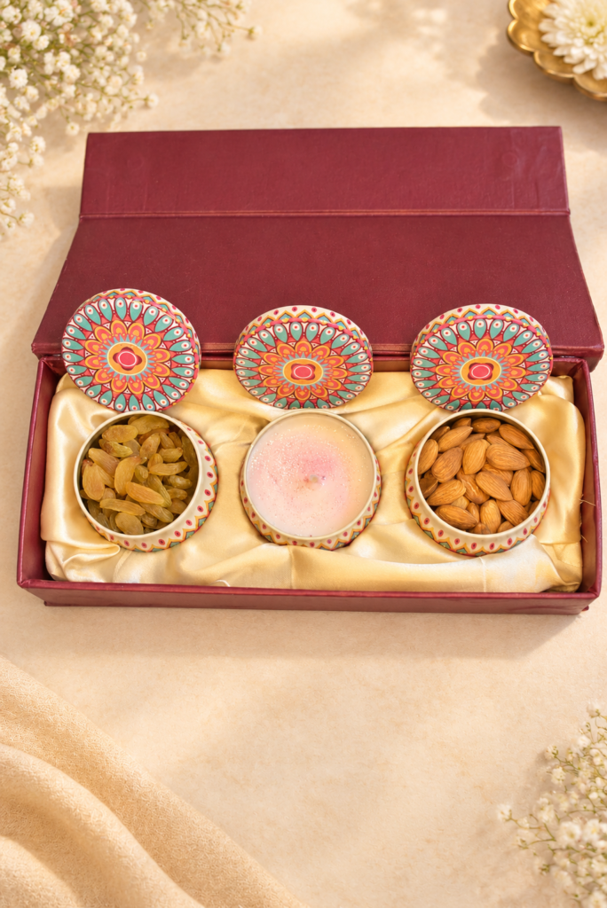 Mandala jars gift set with dry fruits